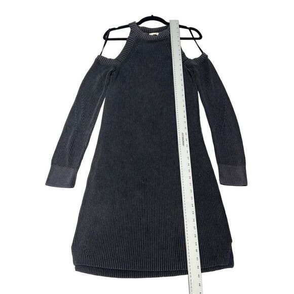 Rag & Bone Jean Womens Ribbed Knit Dana Cold Shoulder Sweater Dress Black Medium - Picture 7 of 7